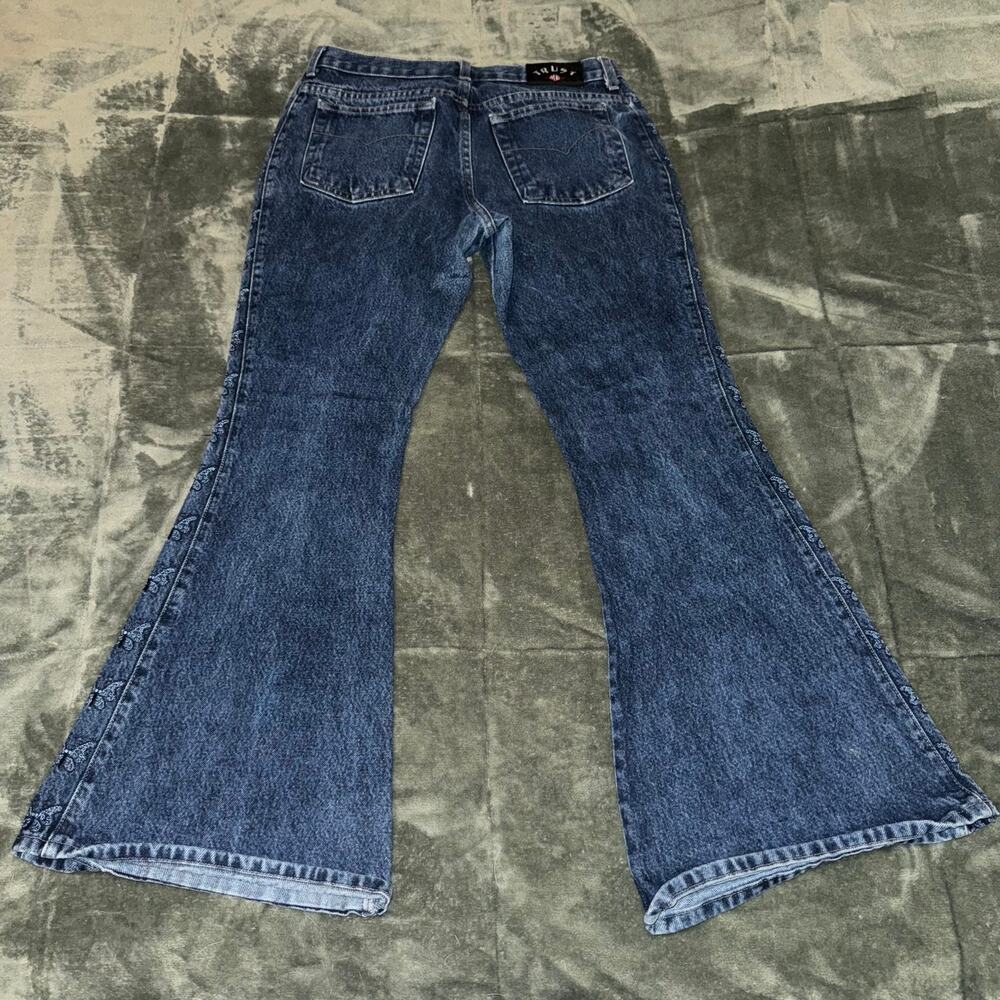 VTG Y2K Trust Me Jeans Butterfly Embroidery Sides Dark Denim Junior's Size 11 - Picture 3 of 10